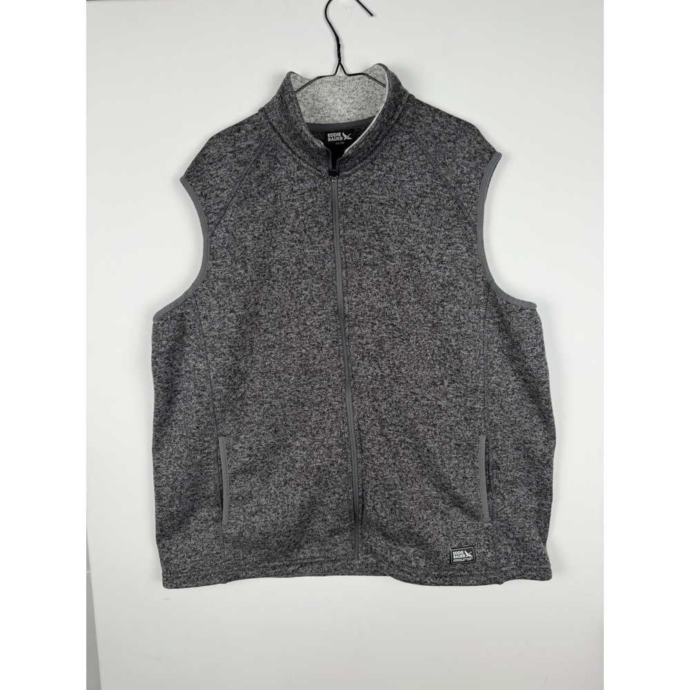 Eddie Bauer Full Zip Performance Sleeveless Fleece Vest Jacket‎ Gray Size 2XL